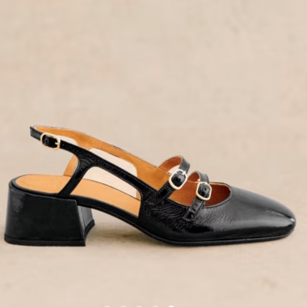 Sézane Paula Babies Black Varnish Size 10